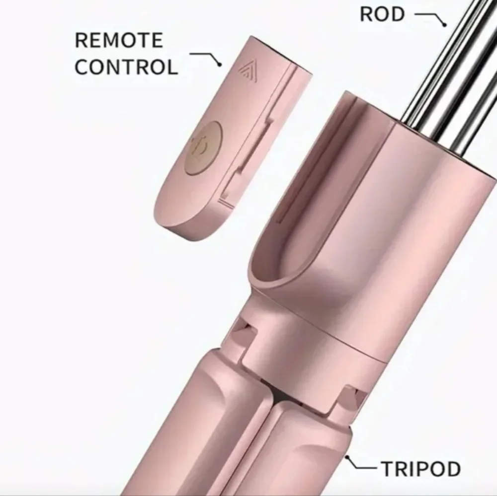 Battery-Powered Extendable Selfie Stick & Tripod with Remote PINK